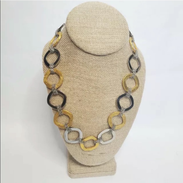 Womens Stainless Steel Gold Silver Link Necklace
